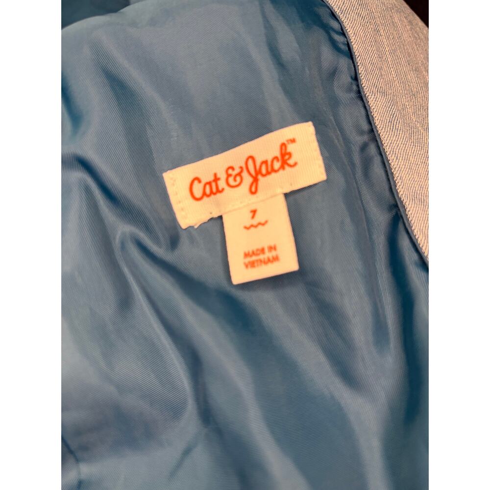 Boys Blue Pinstripe Suit Jacket Blazer by Cat & Jack Size 7 Dressy Casual - Picture 6 of 7